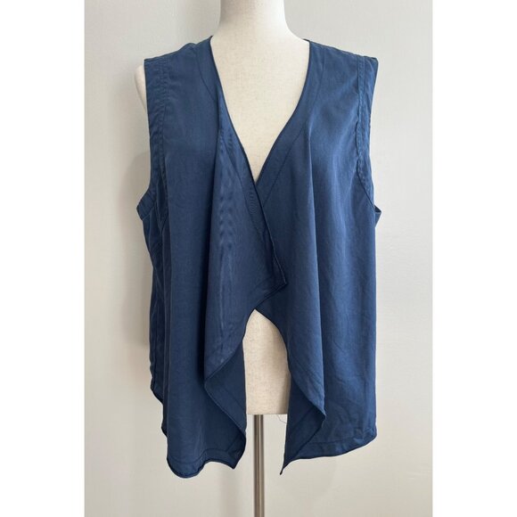 Chicos Asymmetrical Hem Vest Womens 2 Blue 100% Lyocell - Picture 1 of 8